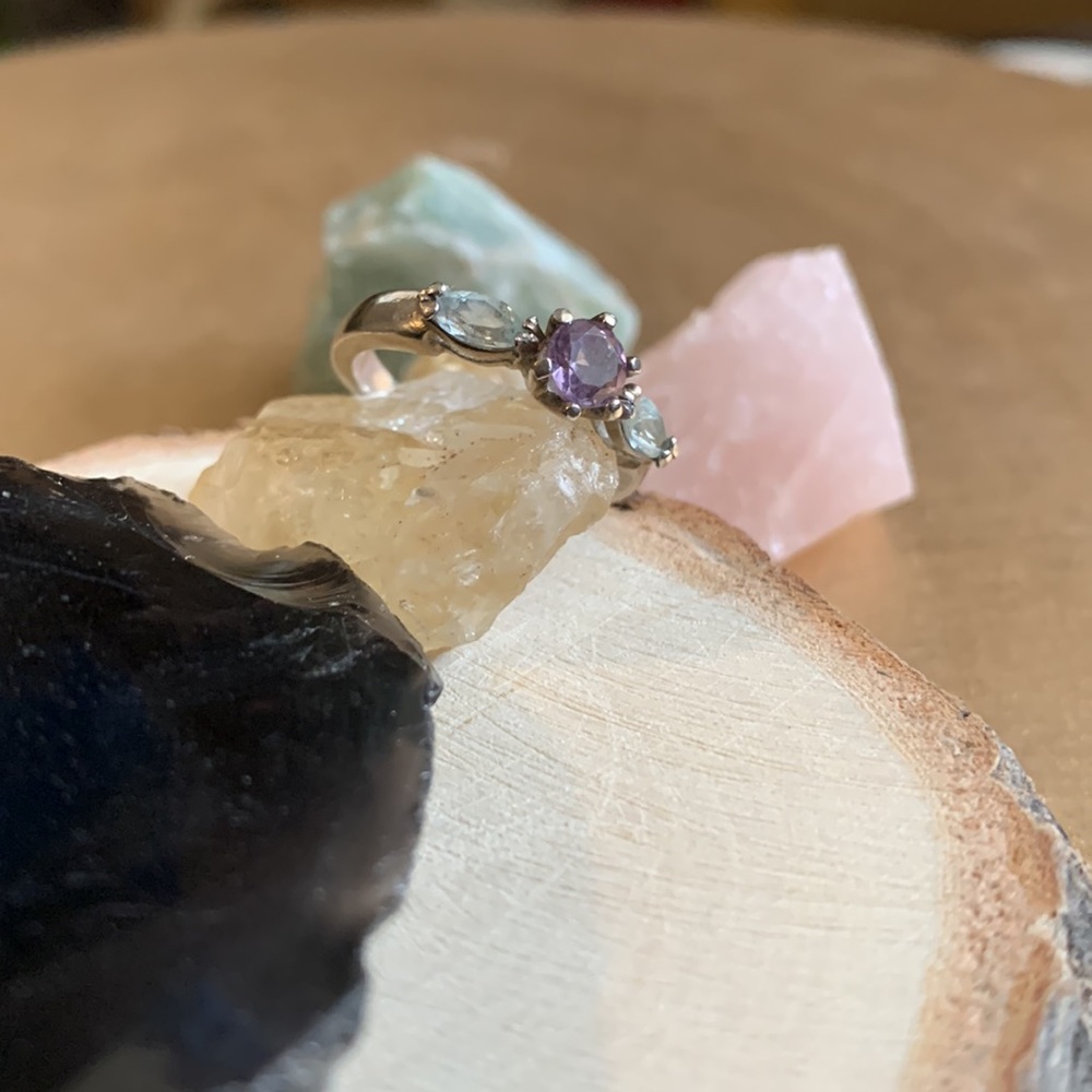 sapphire & aquamarine sterling silver ring